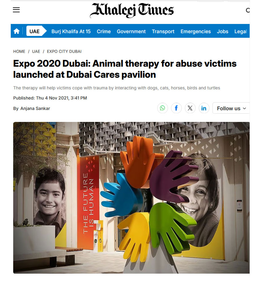 Animal Therapy Program for Abuse Victims Launched at Expo 2020 Dubai